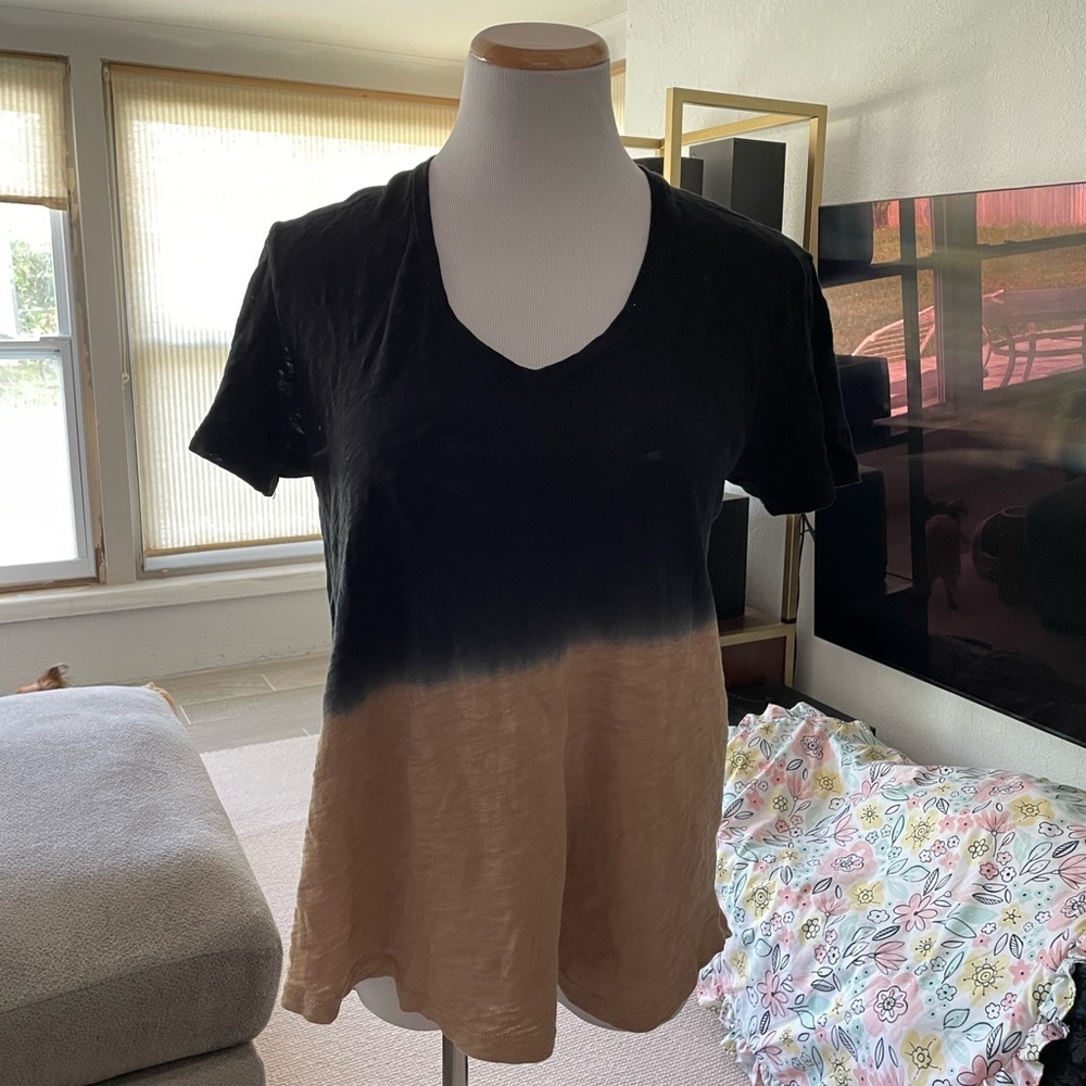 ATM Anthony Thomas Melillo Dip Dye Slub Jersey Boyfriend V Neck Tee XS/S - Picture 5 of 12